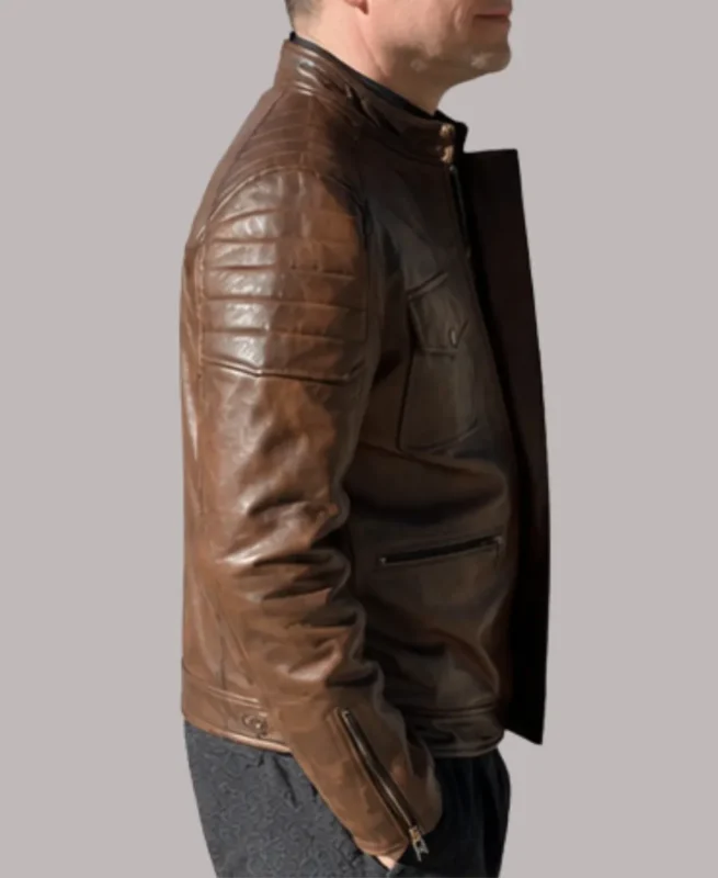 Cafe Racer Dark Brown Leather Biker Jacket