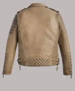 Men's Desert Brown Waxed Leather Biker Jacket