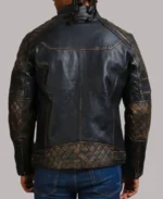 Men's Diamond Quilted Black Distresses Leather Jacket