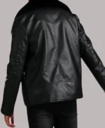 Biker Fur Collar Black Leather Jacket