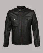 Four Pocket Black Leather Jacket