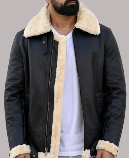 Men's Shearling Black Leather Jacket