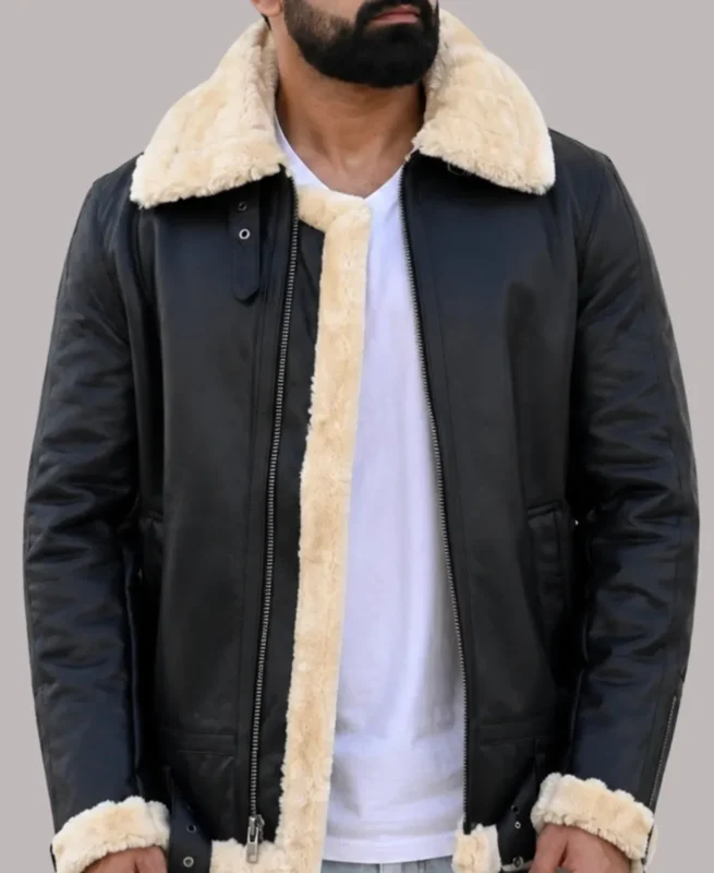 Men's Shearling Black Leather Jacket