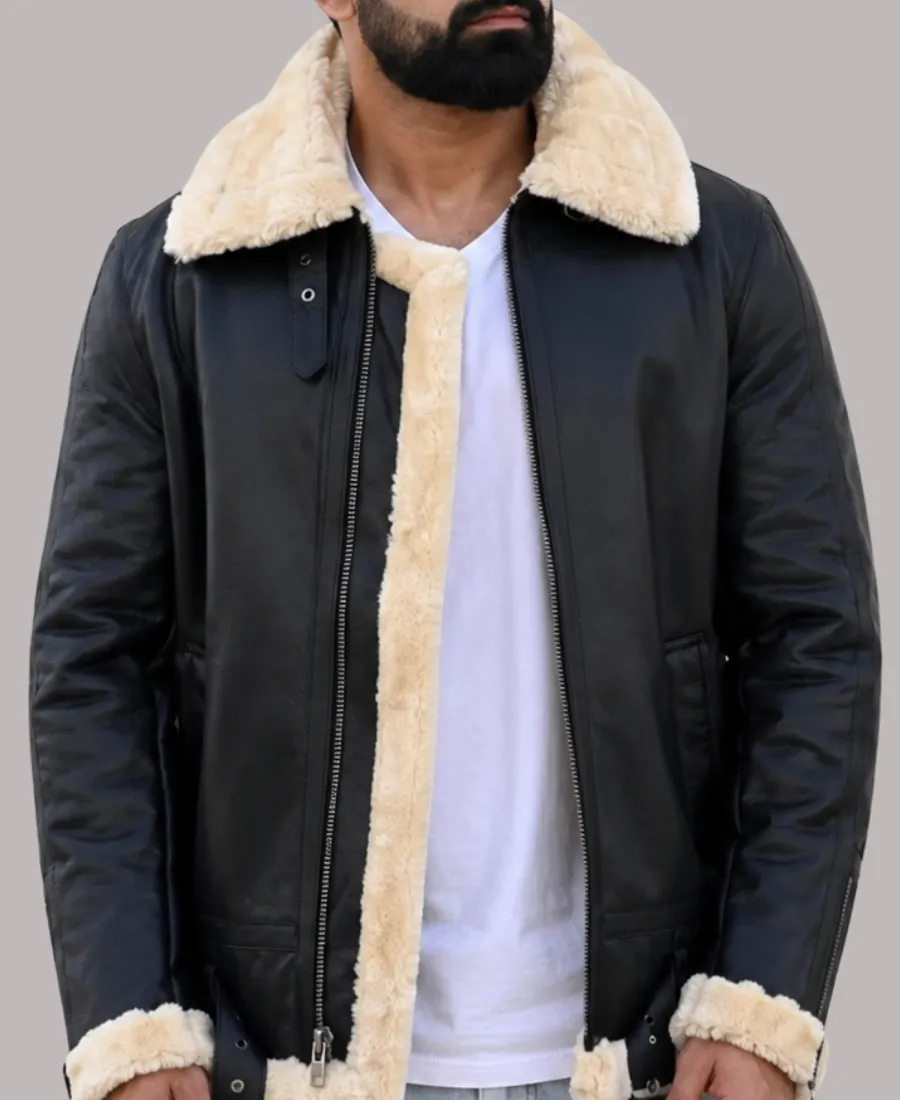 Men's Aviator Shearling Black Leather Jacket Men's Shearling Black Leather Jacket