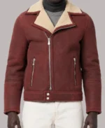 Men’s Aviator -Burgundy Sheepskin Leather Jacket