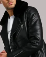 Fur Collar Biker Black Leather Jacket