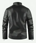 Men’s Cafe Racer Quilted Black Leather Jacket