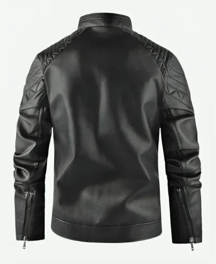 Men’s Cafe Racer Quilted Black Leather Jacket