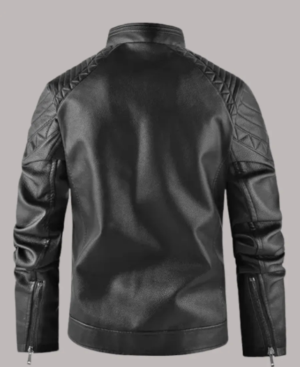 Mens Cafe Racer Black-Leather-Jacket