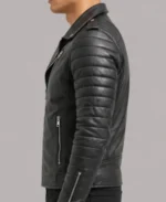 Cain Fitted Black Leather Biker Jacket
