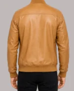 Men's Tan Brown Leather Bomber Jacket