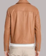 Classic Tan Brown Leather Biker Jacket