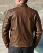 Men’s Cafe Racer Dark Brown Leather Biker Jacket