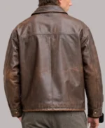 Fireman Clasp Vintage Brown  Leather Jacket 