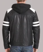 Men's Hooded Style Black Leather Jacket