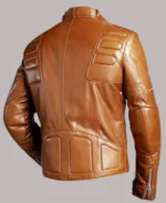 Padded Design Brown Leather Motorcycle Jacket