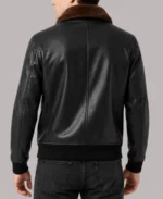 Shearling Black Leather Bomber Jacket
