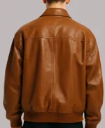 Men's Stylish Front Pockets Leather Jacket in Brown