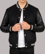 Stylish Black Striped Hybrid Varsity Jacket