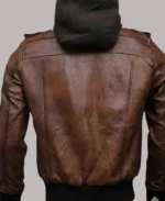 Vintage Brown Hooded Leather Jacket