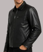 Workwear Black Bomber Leather Jacket