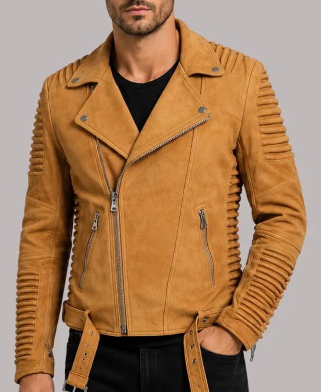 Men's Motorcycle Camel Brown Leather Jacket