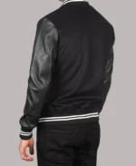 Men's Vaxton Black Striped Hybrid Varsity Jacket