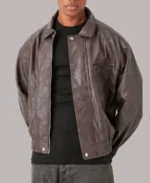 Men's Coffee Brown Textured Leather Jacket