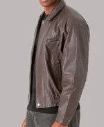 Men's Coffee Brown Textured Leather Jacket