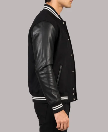 Vaxton Black Striped Varsity Jacket