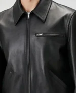 Men's Workwear Black Bomber Leather Jacket