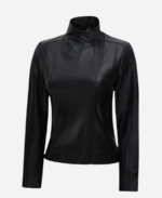 Women’s Arezzo Flap Closure Biker Black Real Leather Jacket
