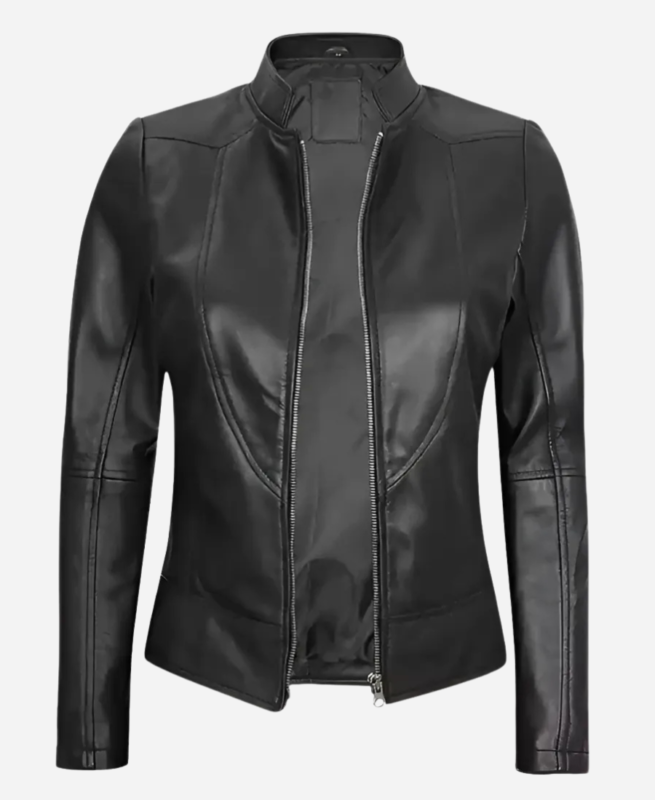 Women’s Amy Cafe Racer Black Real Leather Jacket 