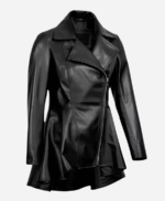 Women’s Peplum Black Leather Jacket