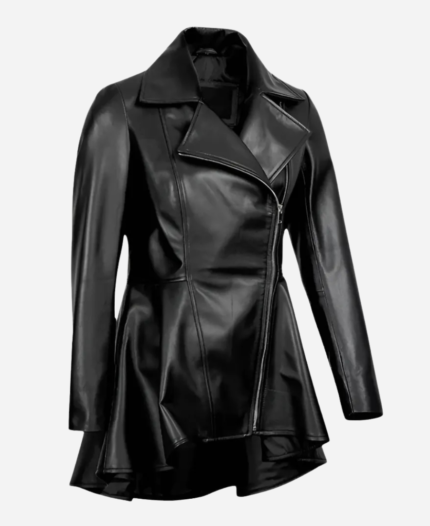 Women’s Peplum Black Leather Jacket