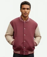 Maroon Varsity Jacket with Cream Leather Sleeves – Popular Jacket