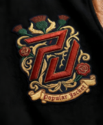Popular Jacket's Black & Tan Leather Sleeve Varsity