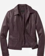 Anna Pigeon 2026 Tracy Spiridakos Burgundy Leather Jacket