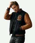 Men's Varsity Jacket Featuring Embroidered Crest