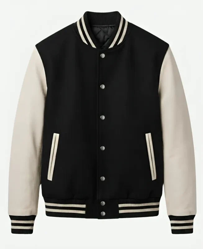 Popular Jacket's Black & White Varsity Jacket