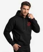Black Pullover Hoodie for Men | Red Logo – Popular Jacket